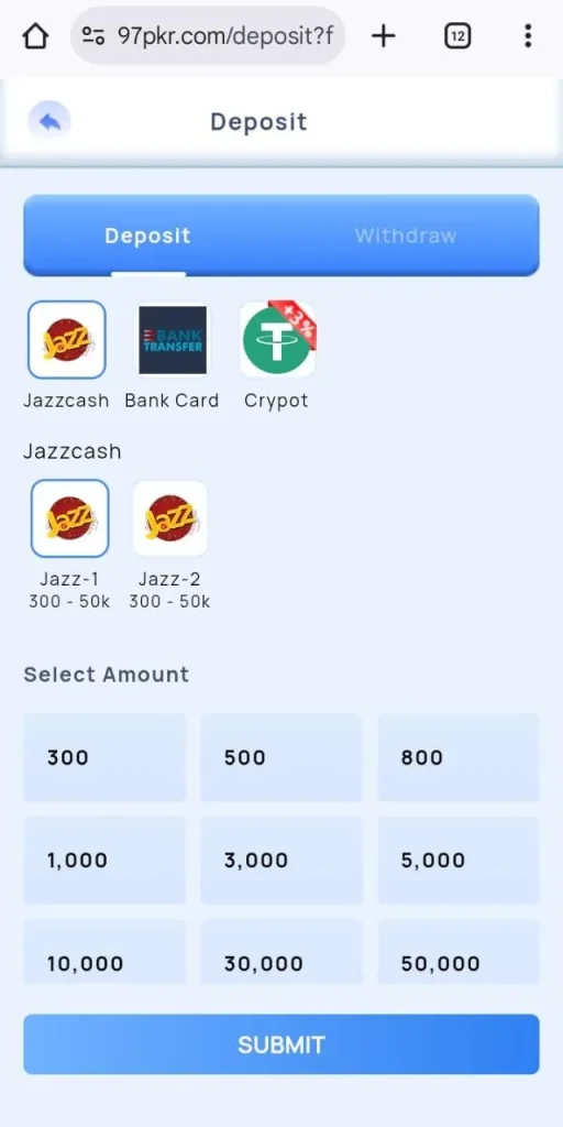 97PKR Game Deposit